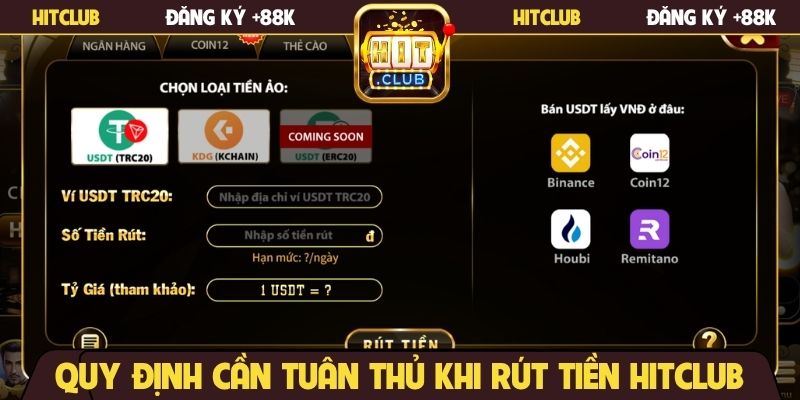 Quy định cần tuân thủ khi rút tiền Hitclub