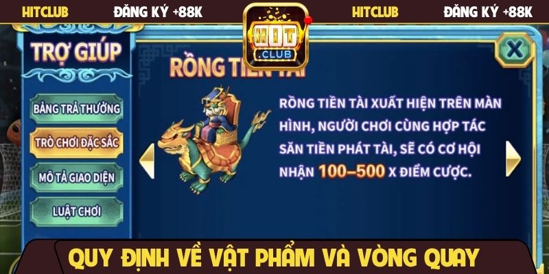 Quy định về vật phẩm và vòng quay